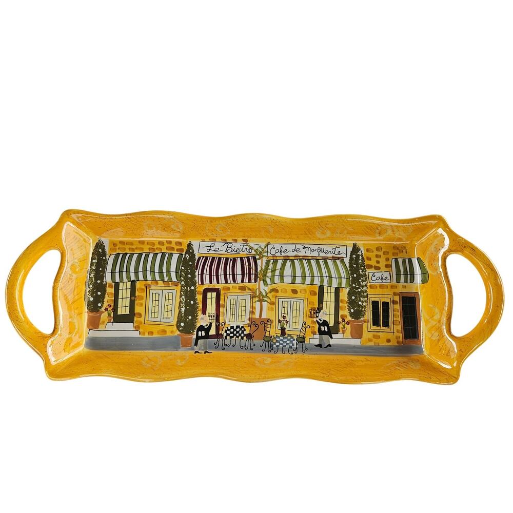 Pristine Ceramic Serving Tray Bistro Cafe Yellow by Summer Living 17x6x2 (I-13)